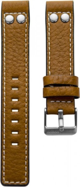 OOZOO horlogeband Cognac Bruin met studs 26mm