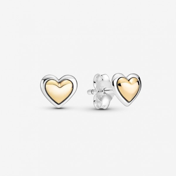Pandora - Zilveren Oorbellen 299389C00 Koepelvormig Gouden Hart