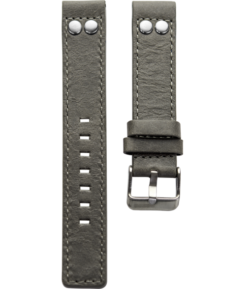 OOZOO horlogeband grijs leer met studs 28mm