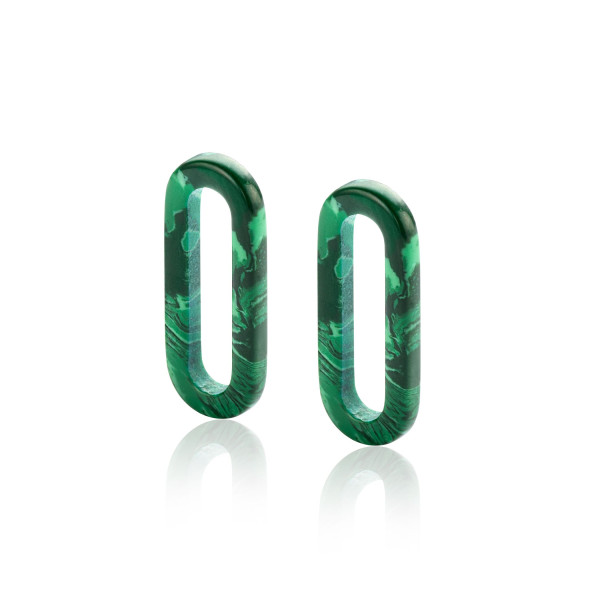 Zinzi ovale oorbedels in trendy Malachiet groen (zonder oorringen) ZICH2455G