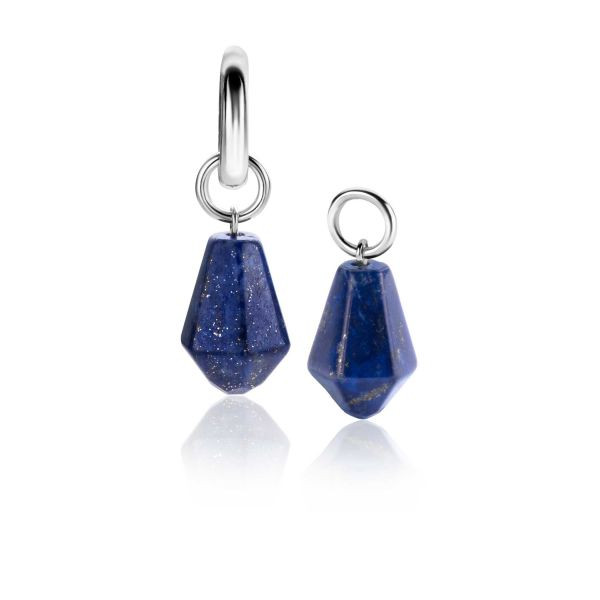Zinzi Oorbedels in Kegelvorm met Lapis Lazuli edelstenen 19 mm (zonder oorringen) ZICH2256L