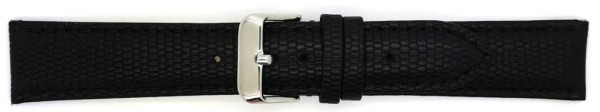 Horlogeband Zwart Kalfsleer met fijne Hagedisprint 16 mm