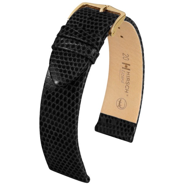 Hirsch horlogeband - Lizard Zwart XL - 18mm