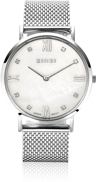Zinzi - Roman ZIW521M Dameshorloge - Zilverkleurig Wit + Gratis Zinzi Armband