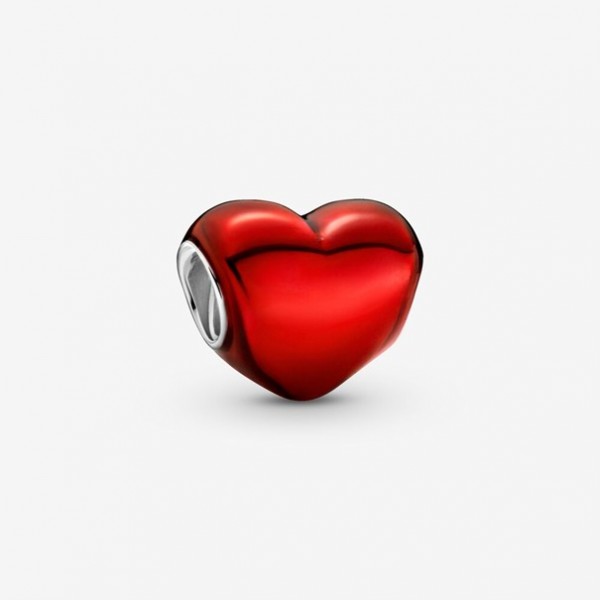 Pandora - Zilveren Colours Bedel 799291C02 Metallic Red Heart