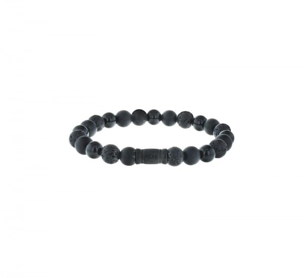 Aze Jewels - Armband AZ-BS003-A-190 Lava, Obsidian en Matte Obsidian Edelstenen - Zwart