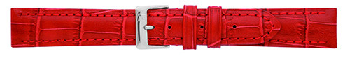 Horlogeband Kalfsleer met Alligator print Rood 16 mm