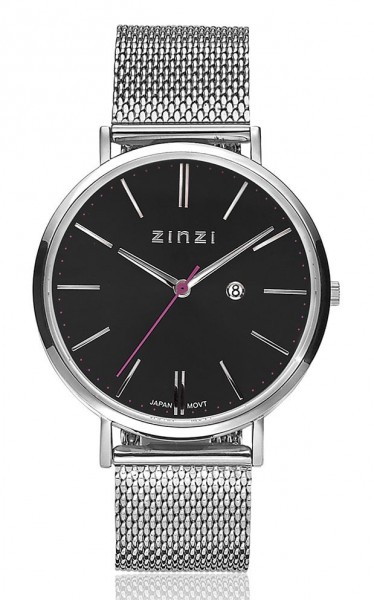 Zinzi - Retro ZIW401M Dameshorloge - Zilverkleurig Zwart + Gratis Zinzi Armband