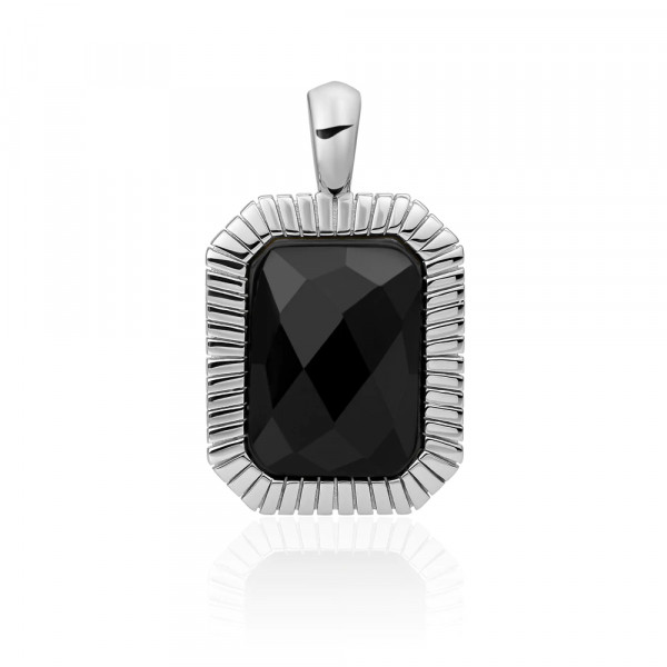Sparkling Jewels - Zilveren Hanger SP23-G07 Baguette Pendant - Onyx