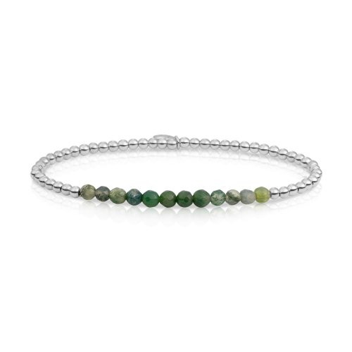 Sparkling Jewels - Zilveren Armband SBG-GEM16-3MM-LINE Moss Agate Universe