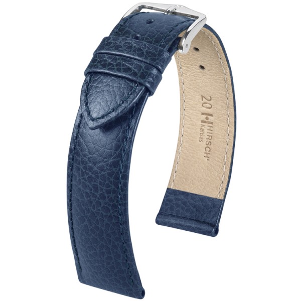 Hirsch Kansas Horlogeband Unisex 01502080-2-18 Blauw 18mm Kalfsleder