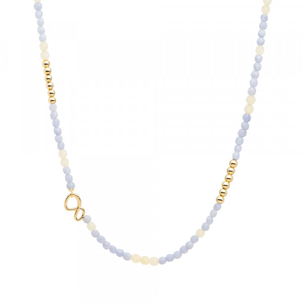 Sparkling Jewels - Link Collier NLK02G-G47-G48-042 Blue&Beige Lace Agate