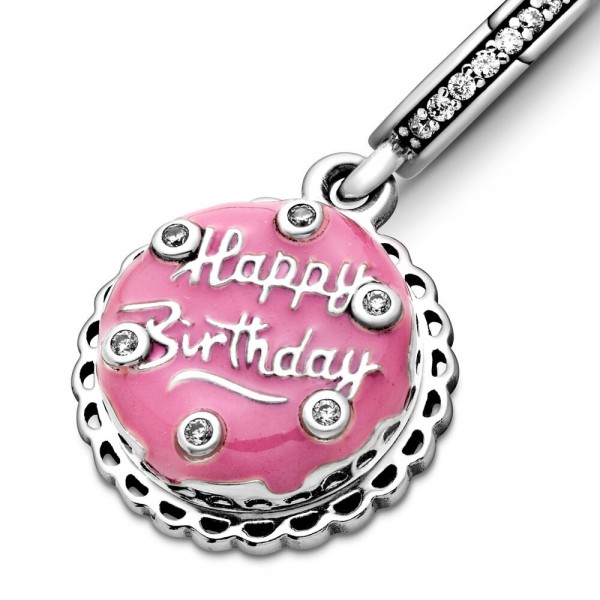 Pandora - Zilveren Hangbedel 798888C01 Roze Verjaardagstaart